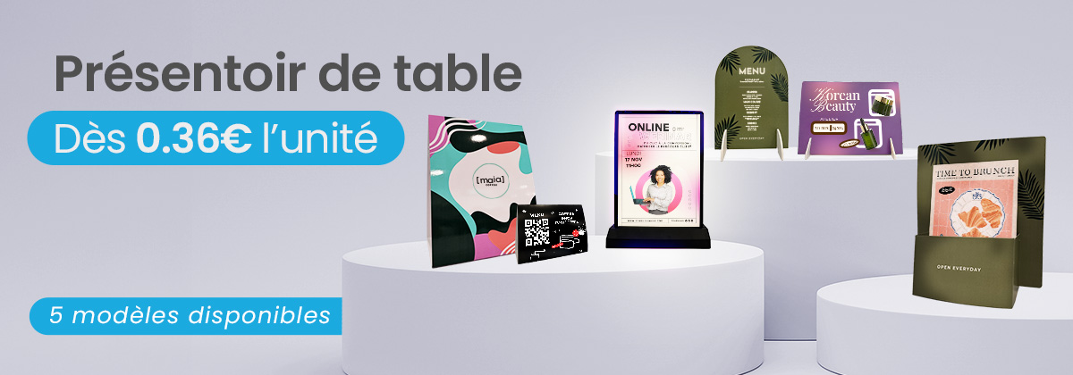 impresison présentoir de table